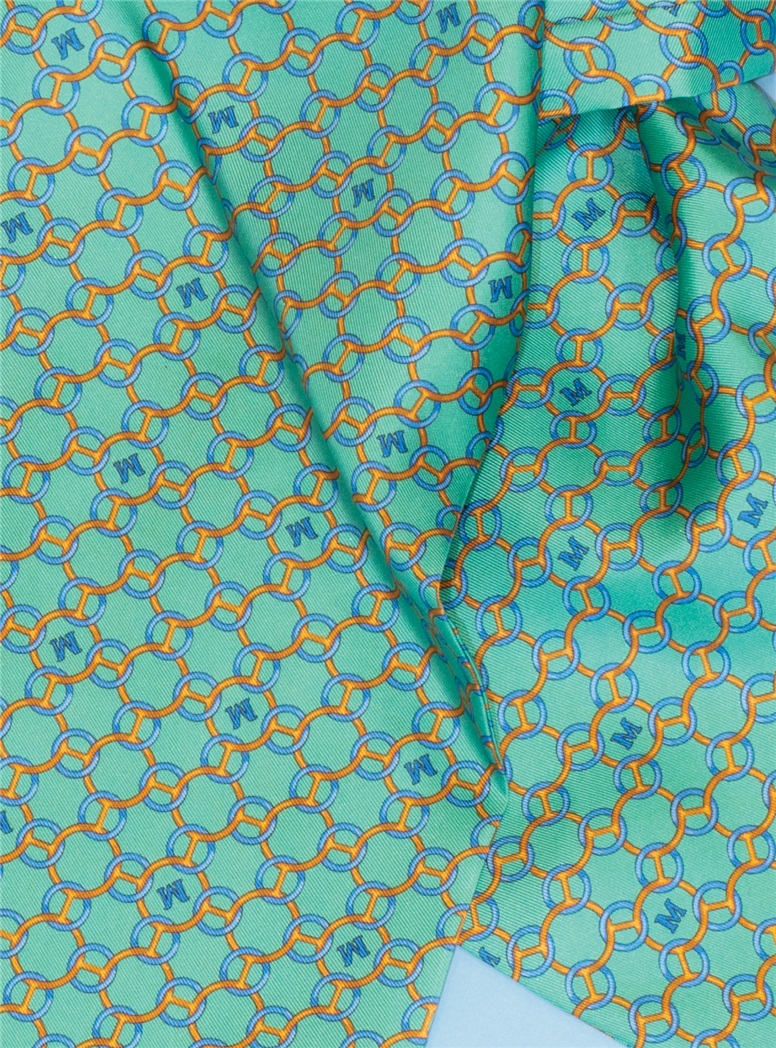 Silk Patterned Ascot in Aqua