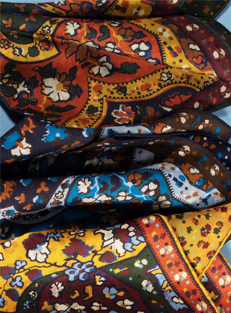 Silk Reversible Floral Printed Pocket Squares