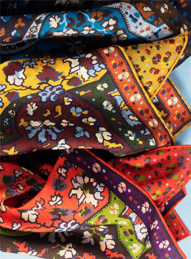 Silk Reversible Floral Printed Pocket Squares