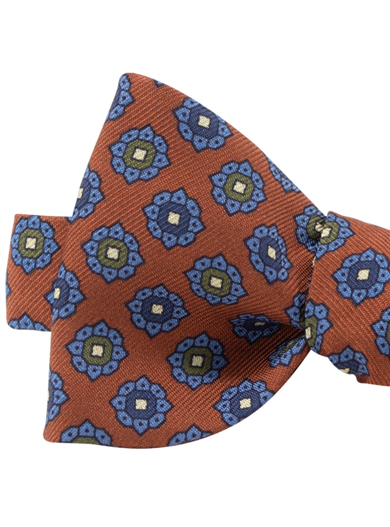 Printed Silk Bow Tie in Copper