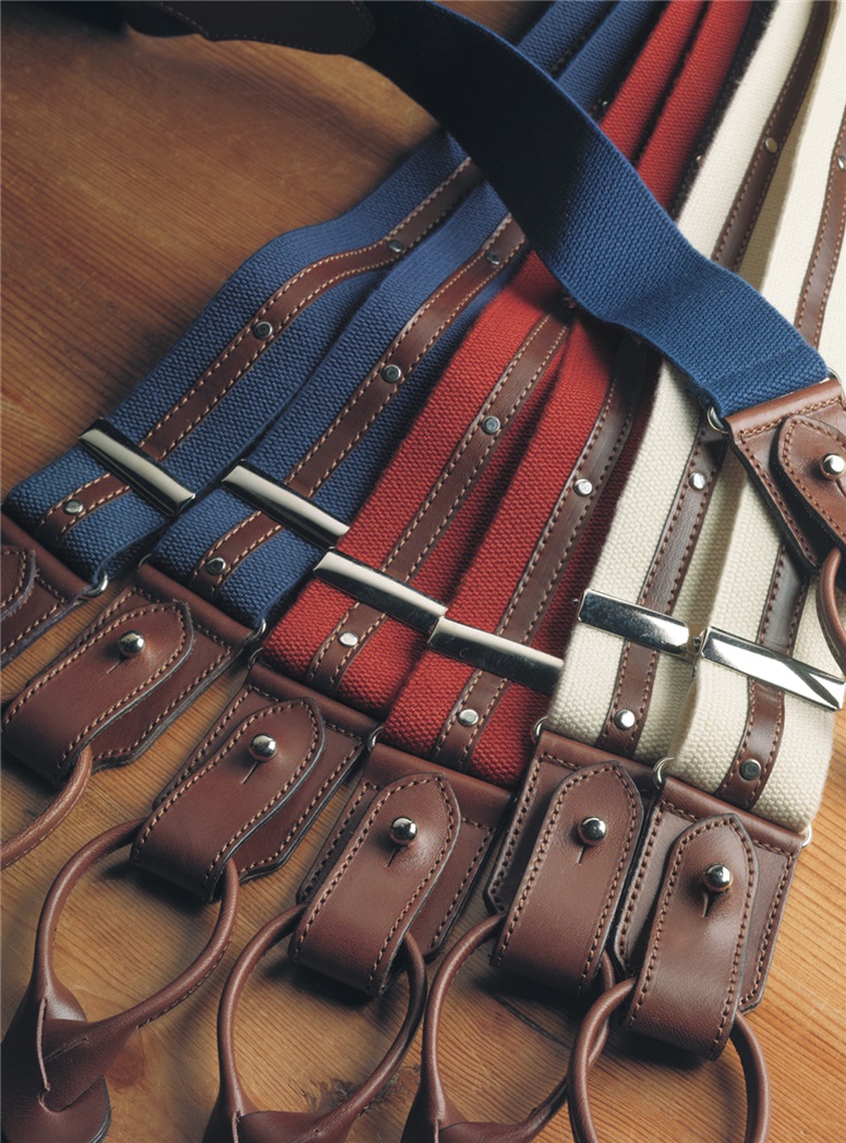 Cloth Braces with Brown Leather