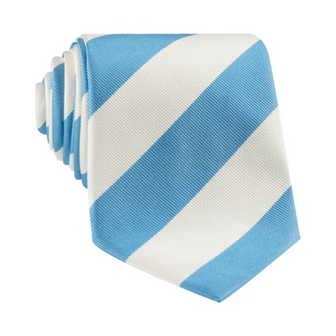 S10- Pacific Blue and White Block Stripe Tie