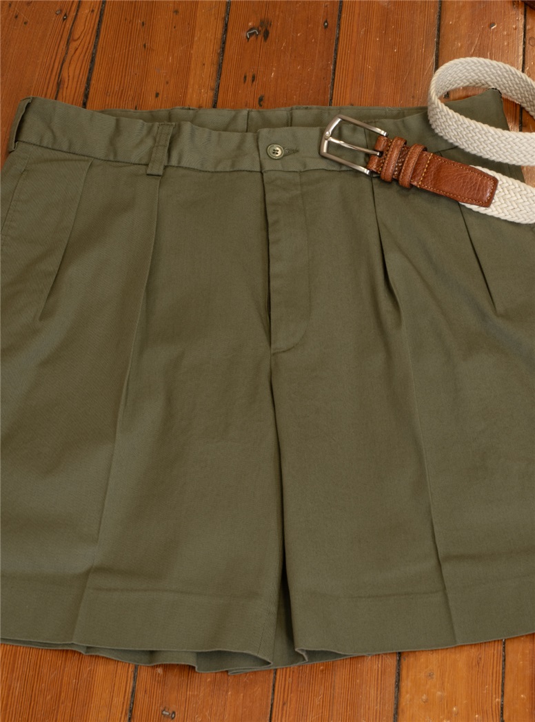 Olive Cotton Shorts