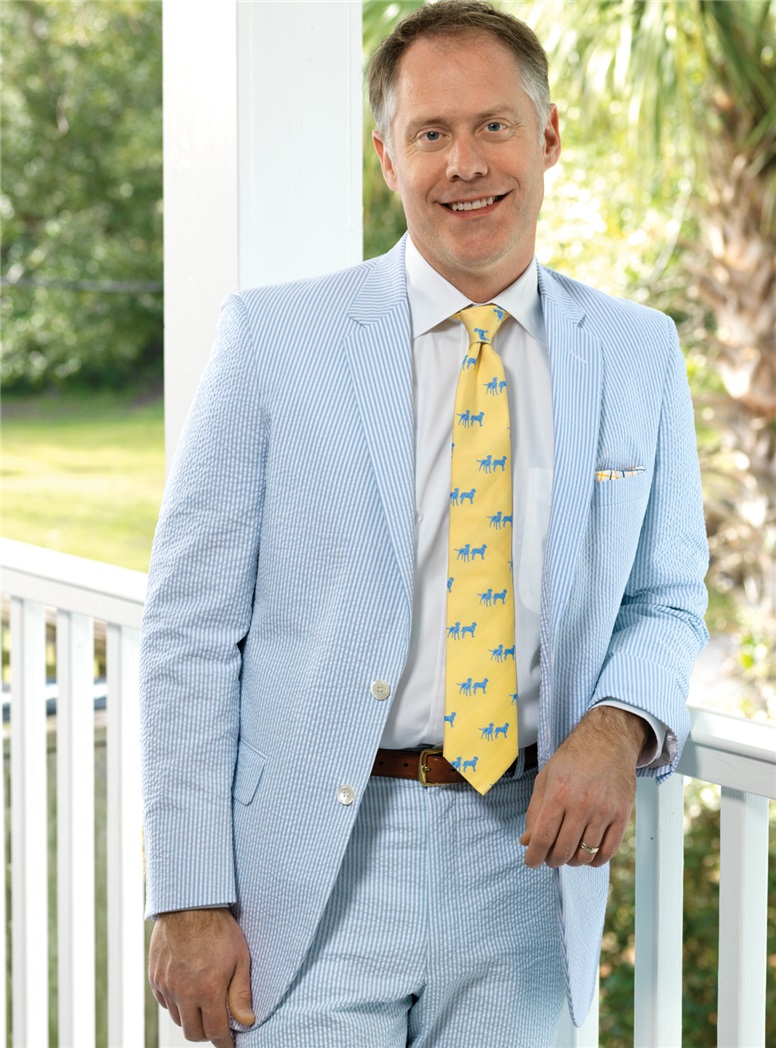 Powder Blue and Cream Seersucker Sport Coat & Trousers
