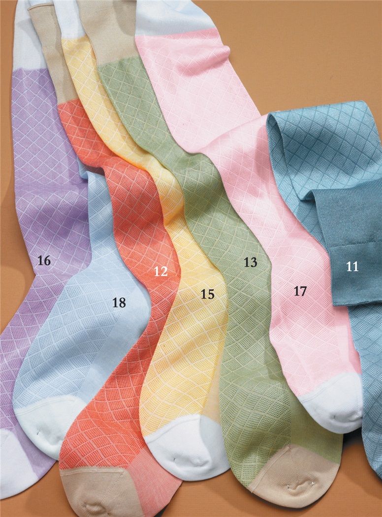 Cotton Grid Socks in Bright Colors
