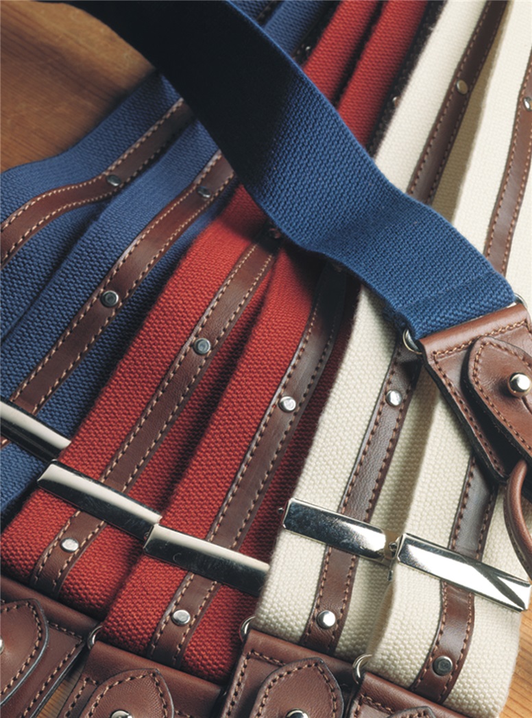 Cloth Braces with Brown Leather