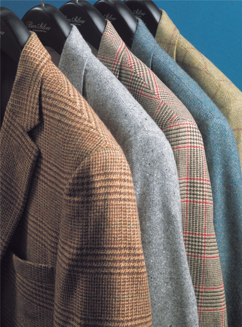 Cream and Chocolate Glen Plaid Cashmere Sport Coat with Red