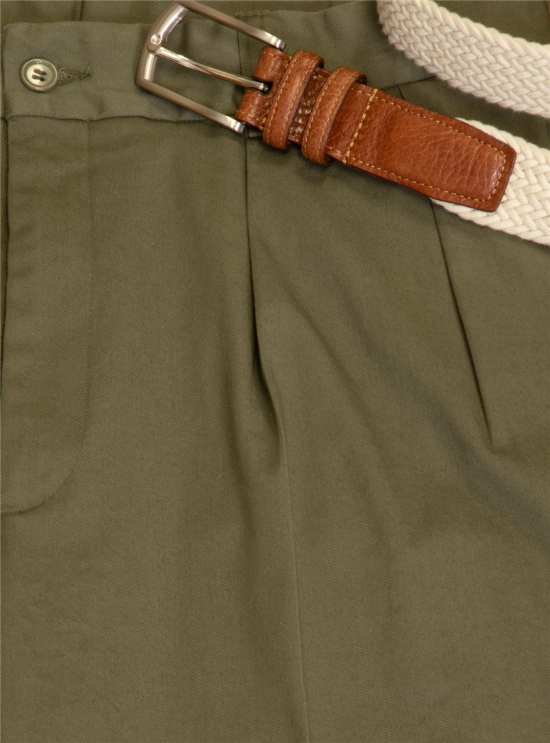 Olive Cotton Shorts