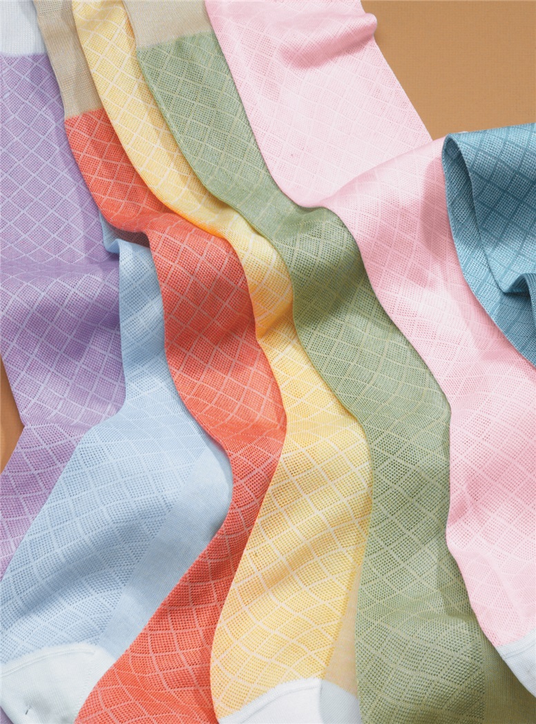 Cotton Grid Socks in Bright Colors