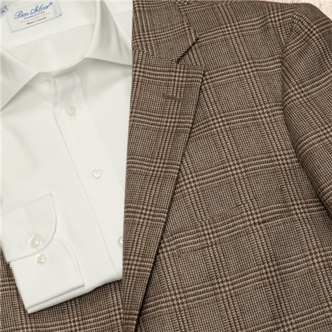Brown and Cream Glen Plaid Cashmere Sport Coat