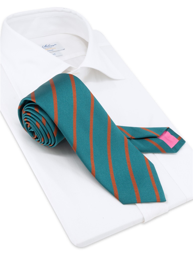 Silk Bar Striped Tie in Seagreen