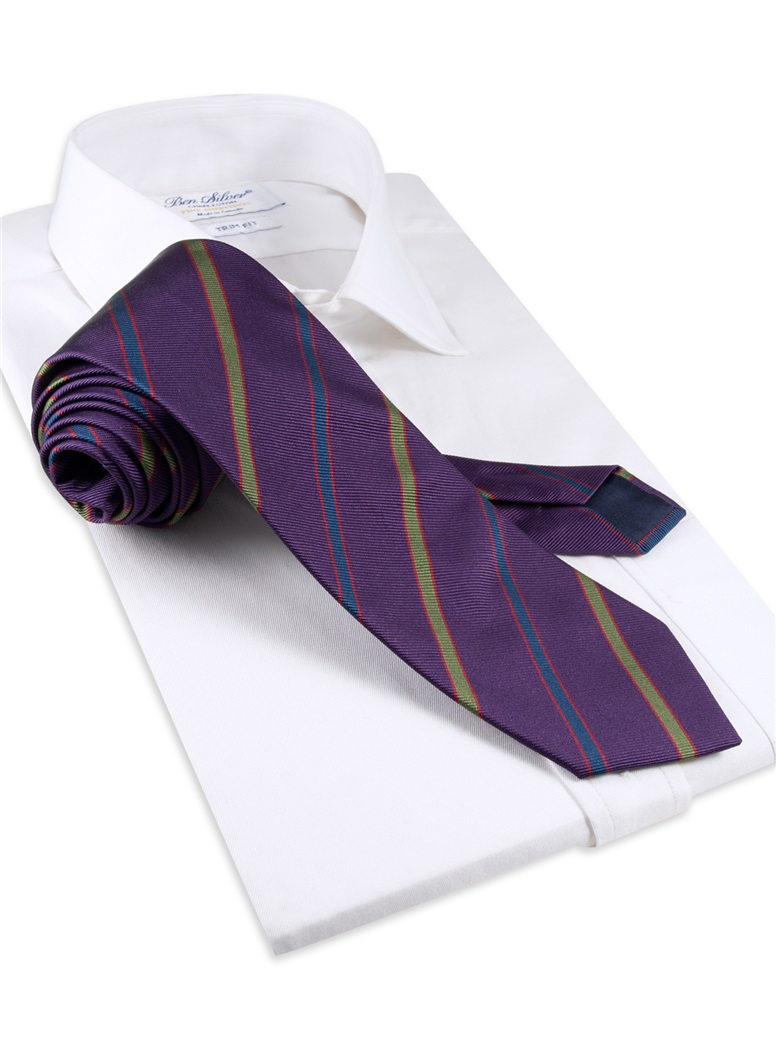 Silk Multi-Color Bar Stripe Tie in Violet
