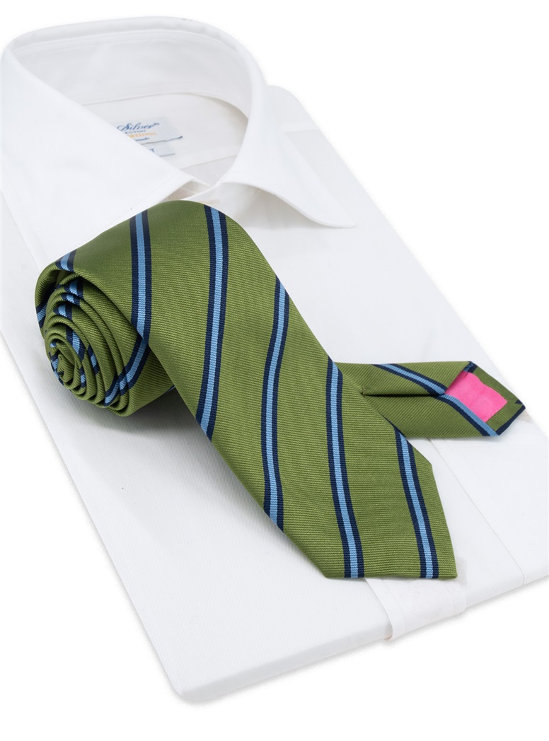 Silk Striped Tie in Forest
