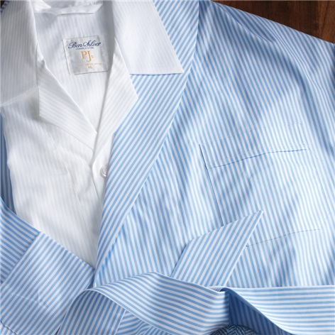 Sky and White Bengal Stripe Robe