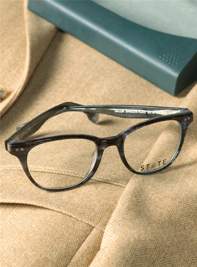 Taylor Rounded Brow Semi-Square Frame in Shadow Plaid