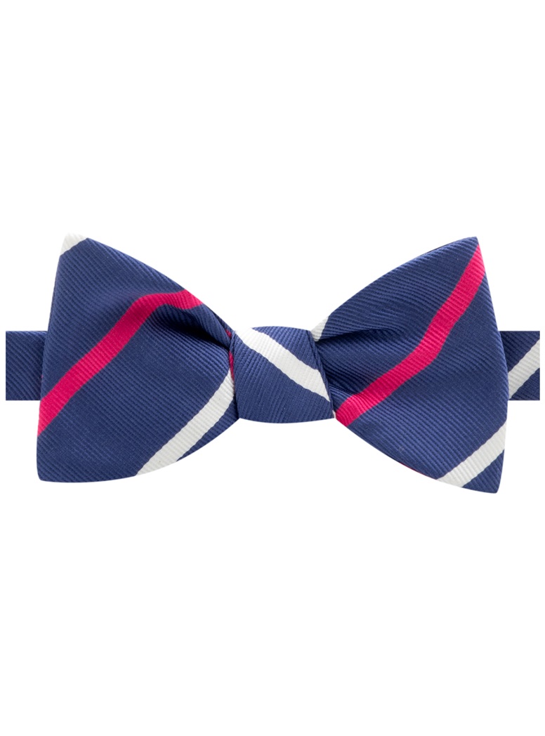 Silk Bar Striped Bow Tie in Royal Blue