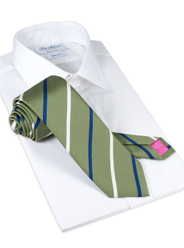 Mogador Double Striped Tie in Olive
