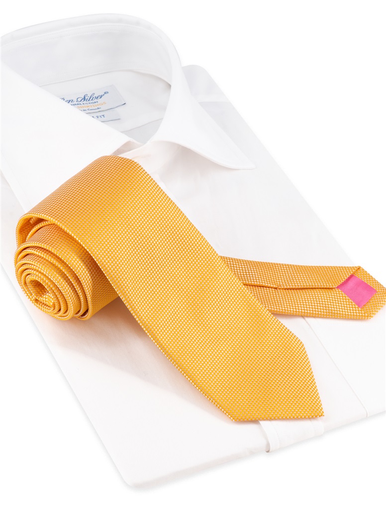 Silk Basketweave Tie in Marigold