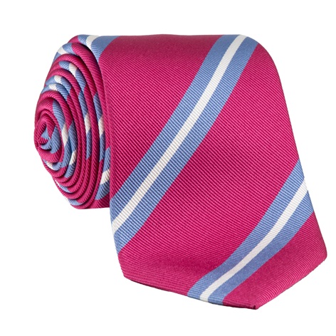 Silk Double Striped Tie in Azalea