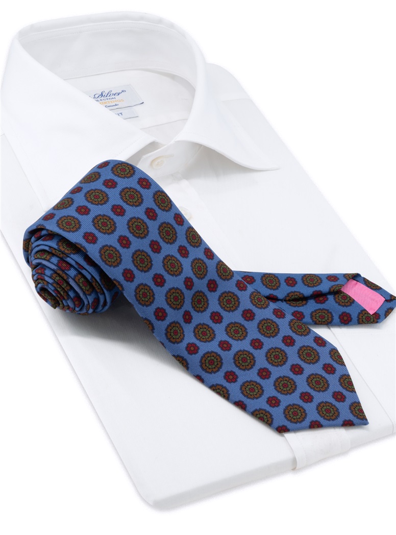 Silk Neat Tie in Cobalt