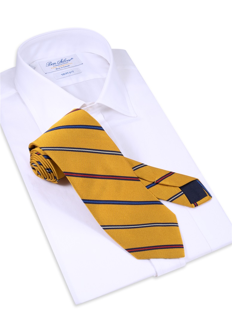Silk Woven Multi-Stripe Tie in Marigold