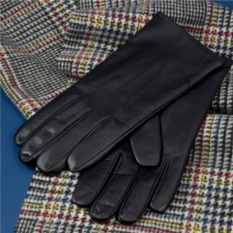 Black Cashmere Lined Nappa Leather Touchscreen Gloves