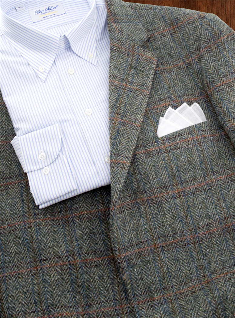 Green Tweed Sport Coat with Windowpanes