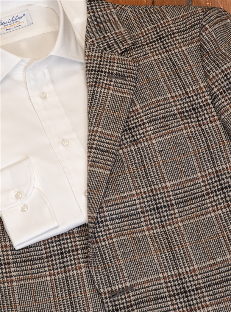 Chocolate and Cream Glen Plaid Sport Coat with Windowpanes