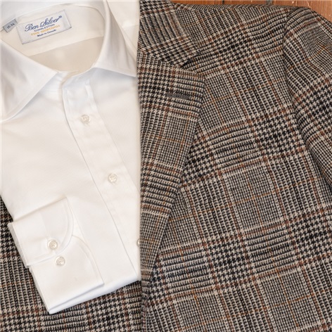 Chocolate and Cream Glen Plaid Sport Coat with Windowpanes