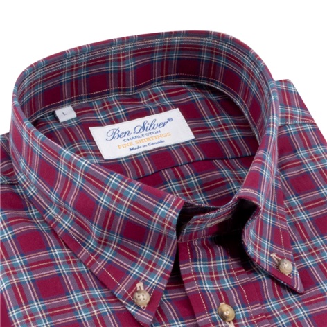 Cranberry, Teal, and Royal Plaid Button Down