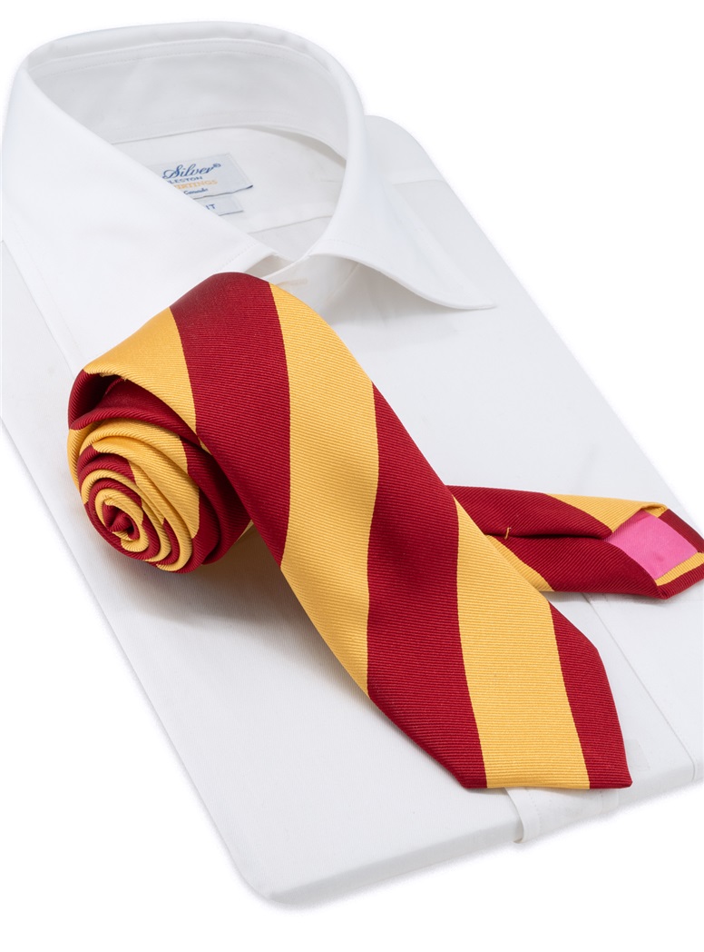 Silk Block Striped Tie in New Red