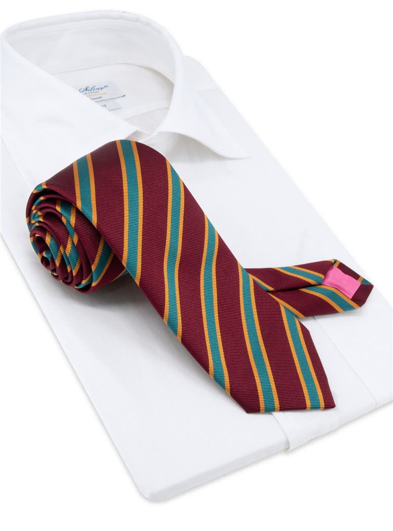 Silk Striped Tie in Wine