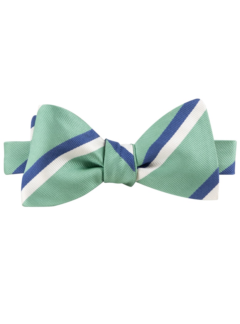 Silk Double Striped Bow Tie in Sage