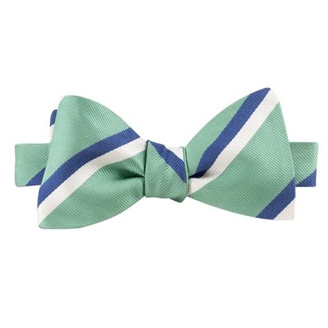 Silk Double Striped Bow Tie in Sage