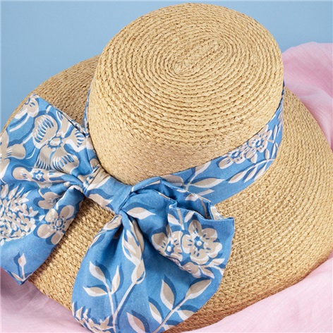 Raffia Sun Hat with Liberty Ribbon
