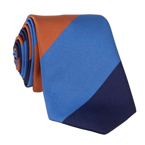 Silk Block Striped Tie in Blue