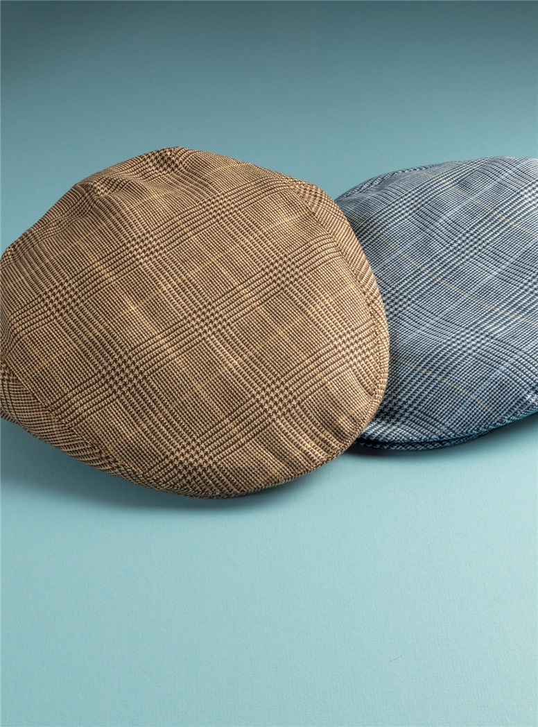Wool and Linen Garforth Cap in Chocolate Glen Plaid