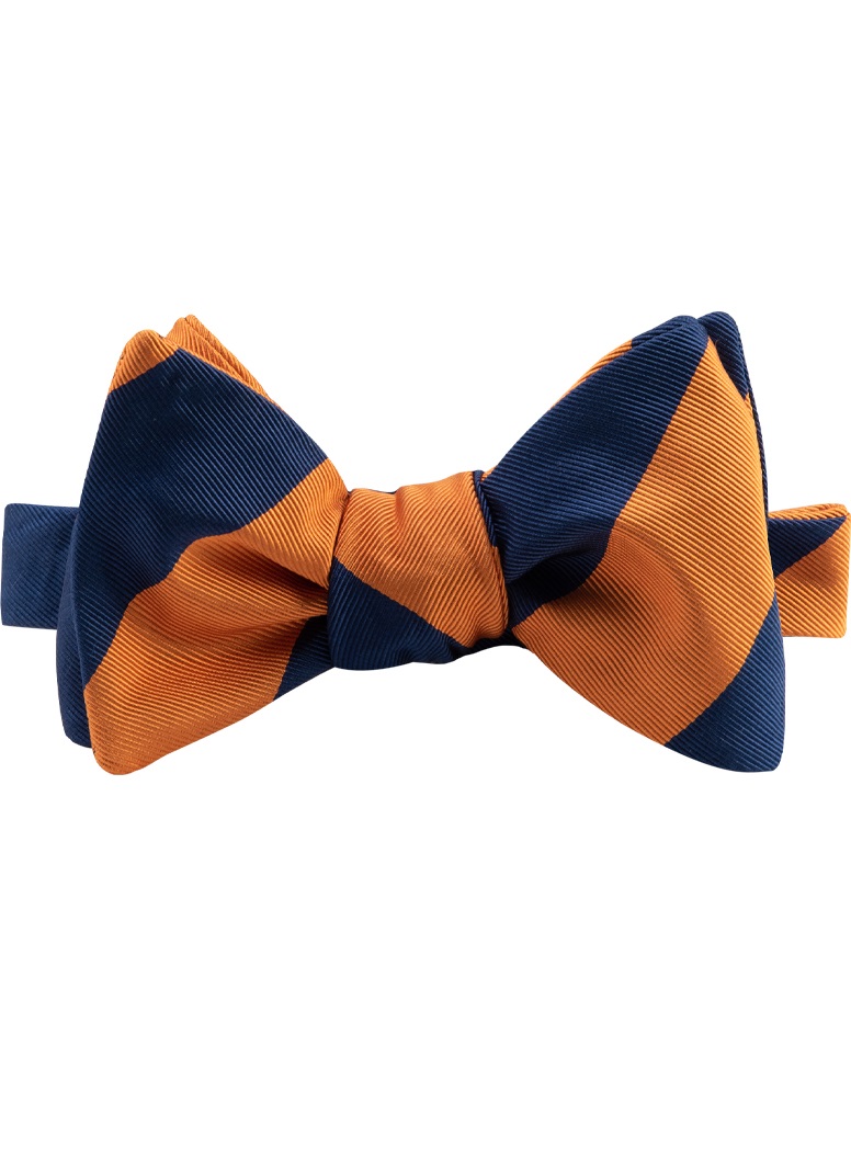 Mogador Block Striped Bow Tie in Navy and Gold