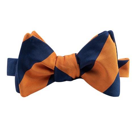 Mogador Block Striped Bow Tie in Navy and Gold