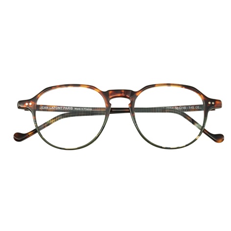 Delicate Semi Square Frame in Mahogany Tortoise and Green