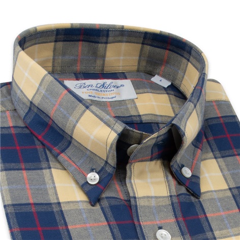 Navy, Yellow, and Red Check Button Down