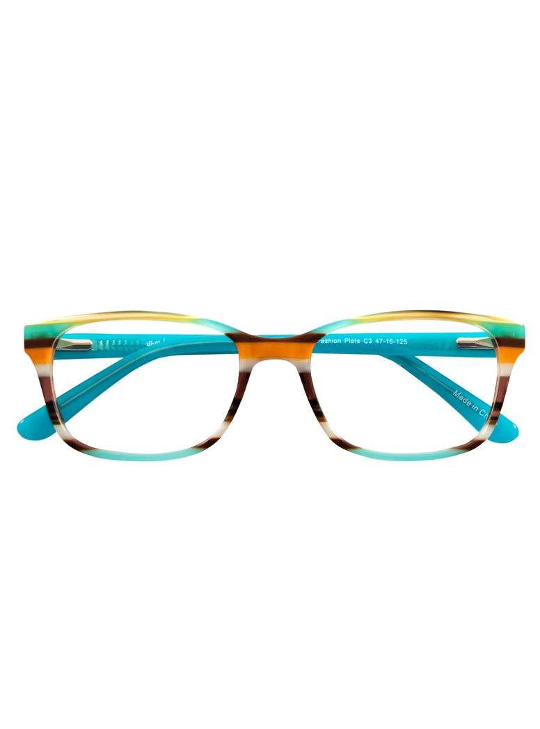 Rectangular Children's Frame in Aqua and Orange Multi-Stripe