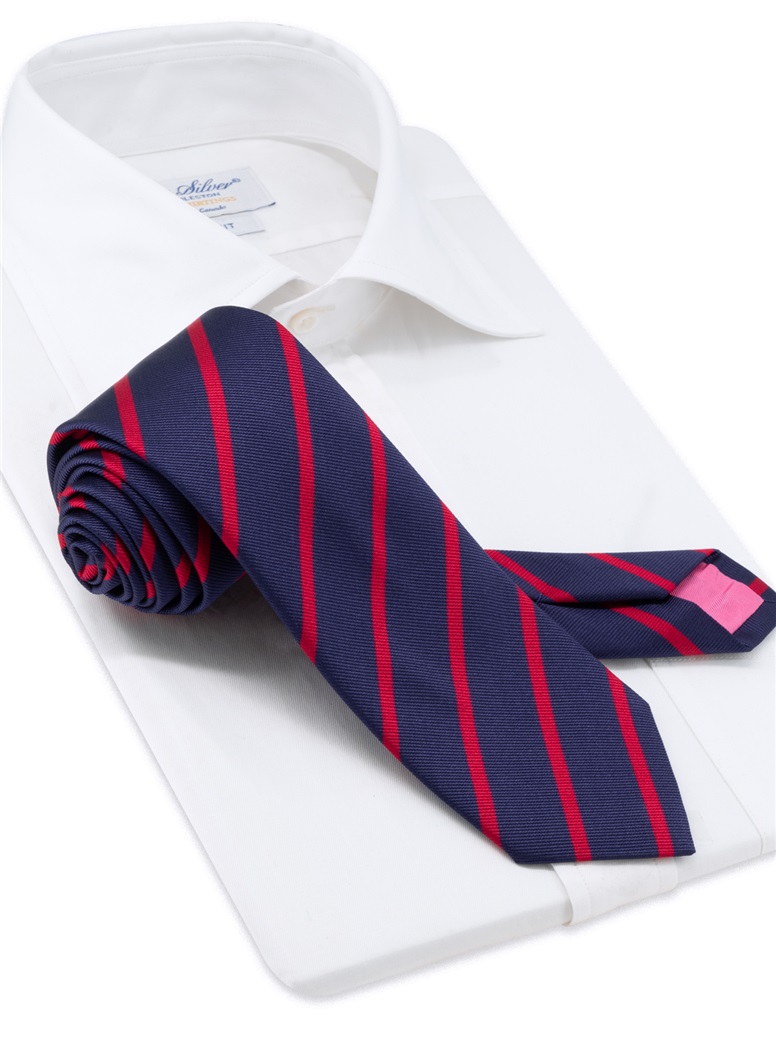 Silk Bar Striped Tie in Cherry