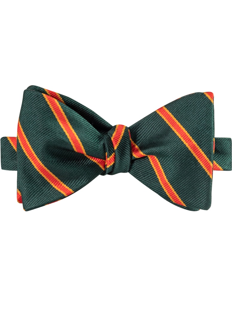 Silk Stripe Bow Tie in Bottle and Chilli