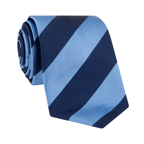 Silk Block Striped Tie in Cornflower and Navy