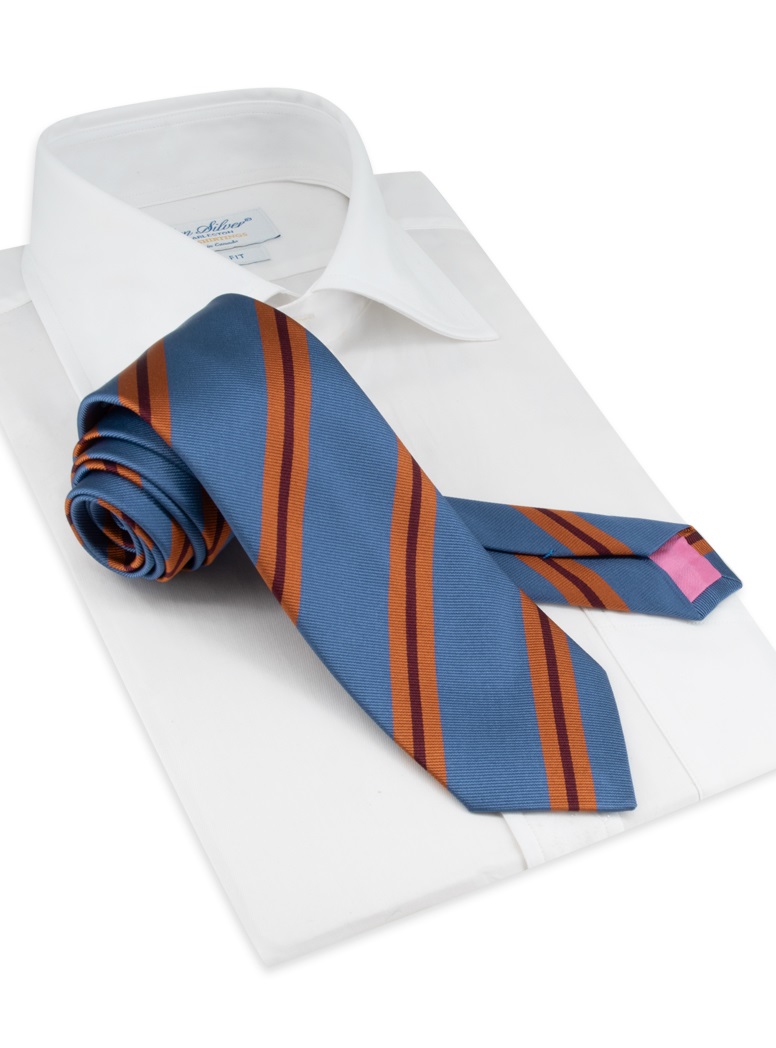 Silk Striped Tie in Periwinkle