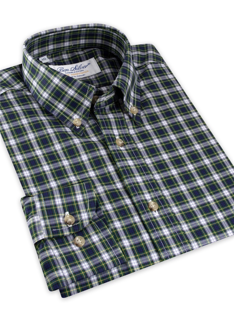 Boy's Shirt in Blue and Green Plaid