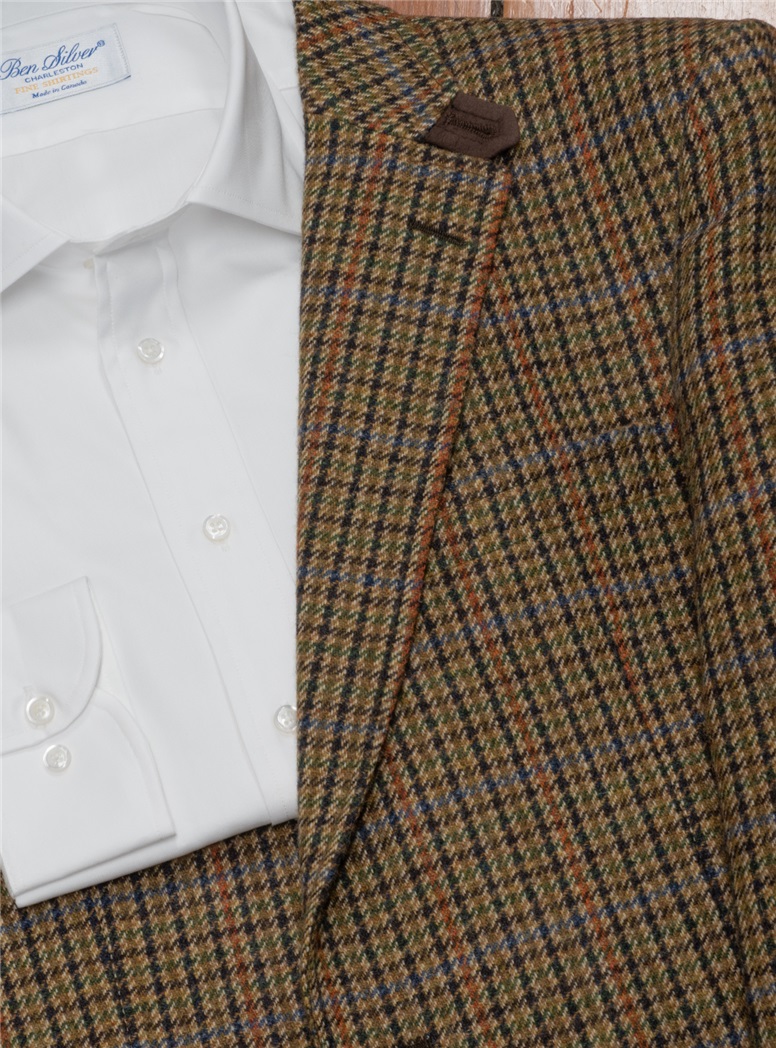 Brown Check Wool Tweed Jacket