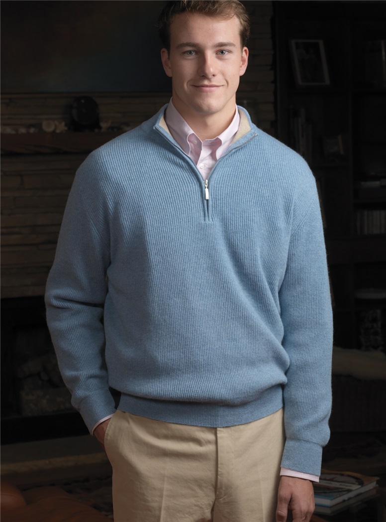 Cashmere Ribbed 1/2 Zip Sweaters