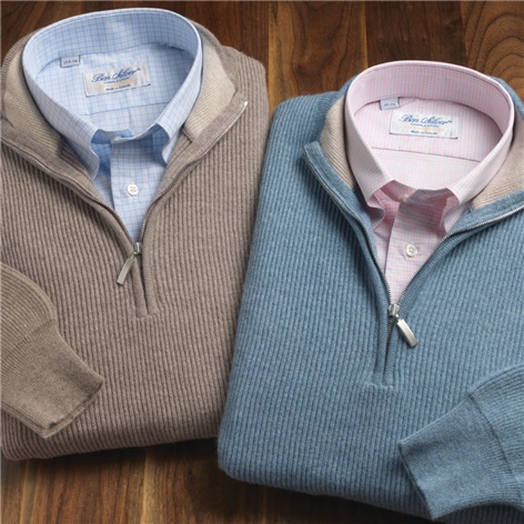 Cashmere Ribbed 1/2 Zip Sweaters